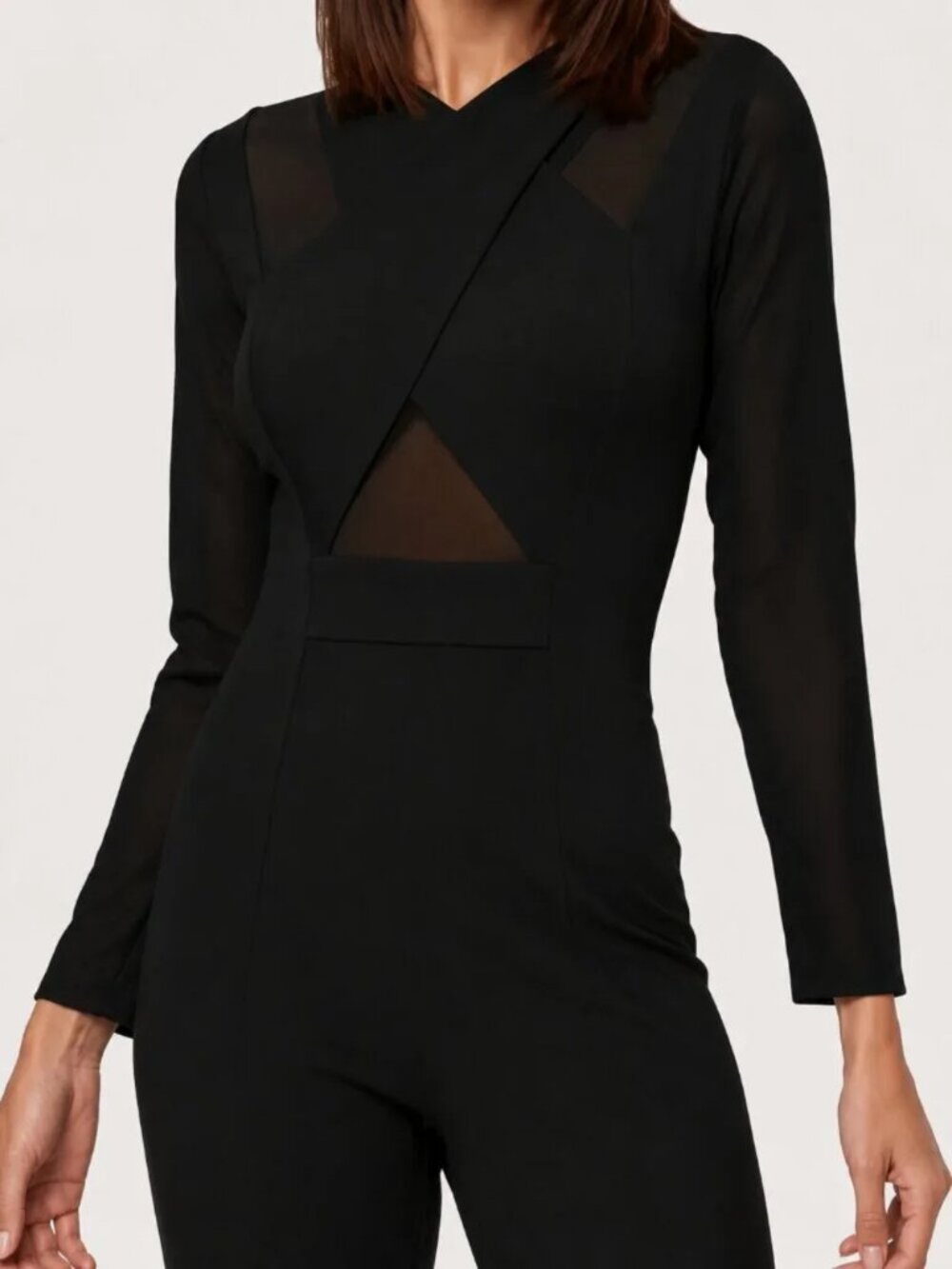 Bebe Black Mesh Peekaboo Jumpsuit